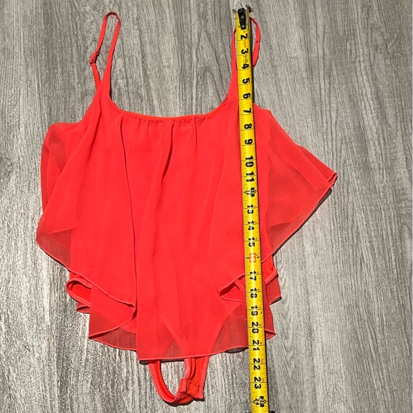 Guess flowy sheer coral orange bodysuit - Picture 4 of 12
